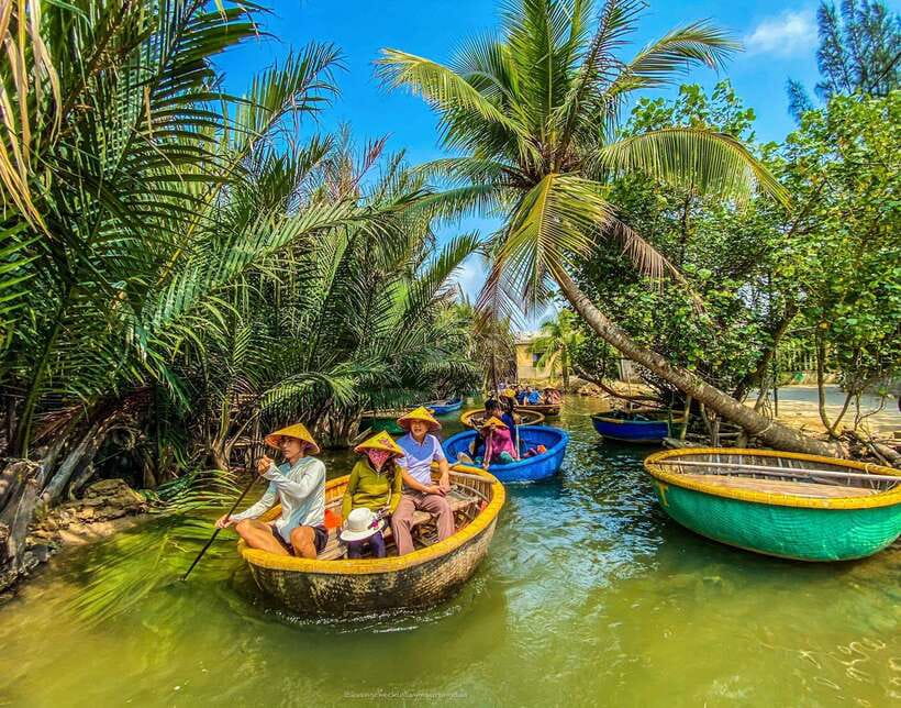 40 Minutes - Basket Boat Ride in the Water Coconut forest - Net-Fishing Practice With Local Fishermen