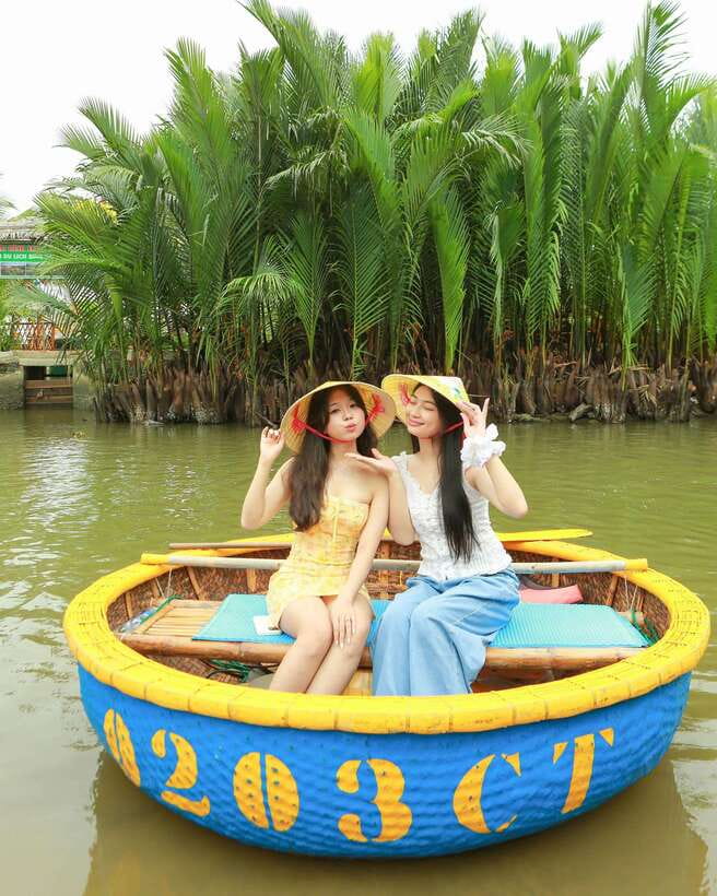 Coconut Boat Hoi An - Sliding Into the Coconut Forest by Bamboo Basket Boat