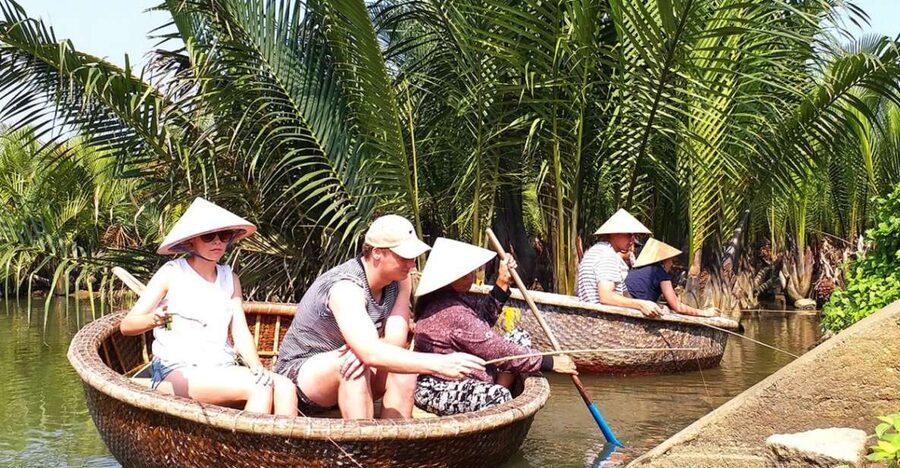 Experience Bamboo Basket Boat on Coconut village w Locals - Riding a bamboo basket boat on the Thu Bon River