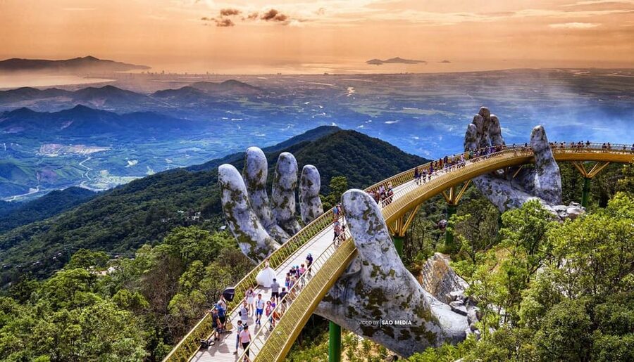 From Da Nang: Ba Na Hills Golden Bridge Private Tour & Lunch - French Village: stone church, street energy, and real lunch time