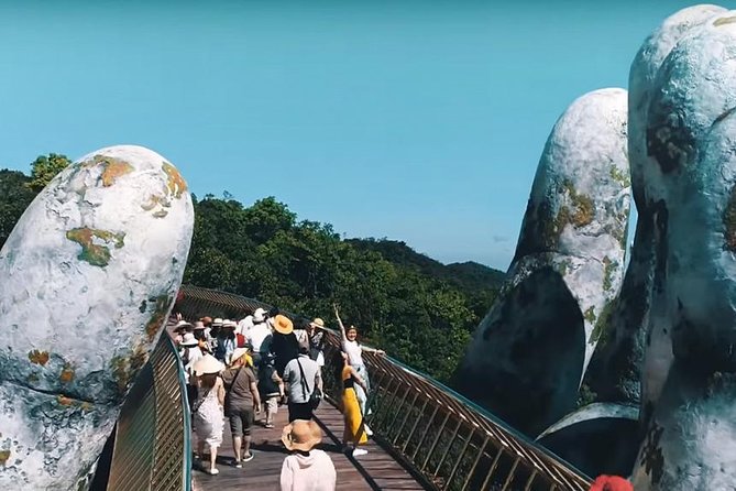 Golden Bridge - BaNa Hills: Private Trip From Hoi An/Da Nang - Stop at Golden Bridge: the hand-style icon and the view toward Hai Van Pass