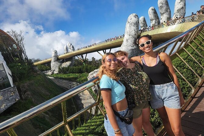 Golden Bridge - Monkey Mountain- Marble Mountains - Dragon Bridge - Sun World time and the cable car segments you’ll actually notice