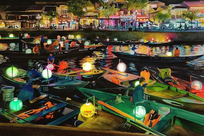 MARBLE MOUNTAIN-AM PHU Cave & HOI AN -Colourful Lantern Boat Ride - Marble Mountains route: elevator, pagodas, caves, and the five mountain names