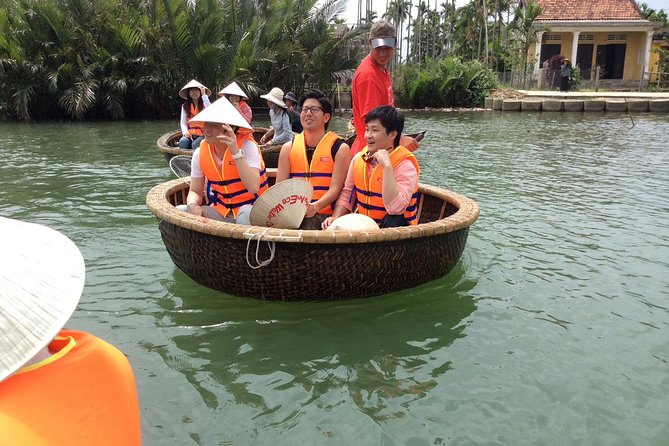 Market Tour , Basket Boat and Cooking Class Hoi An - Bamboo basket boat in the water coconut palms